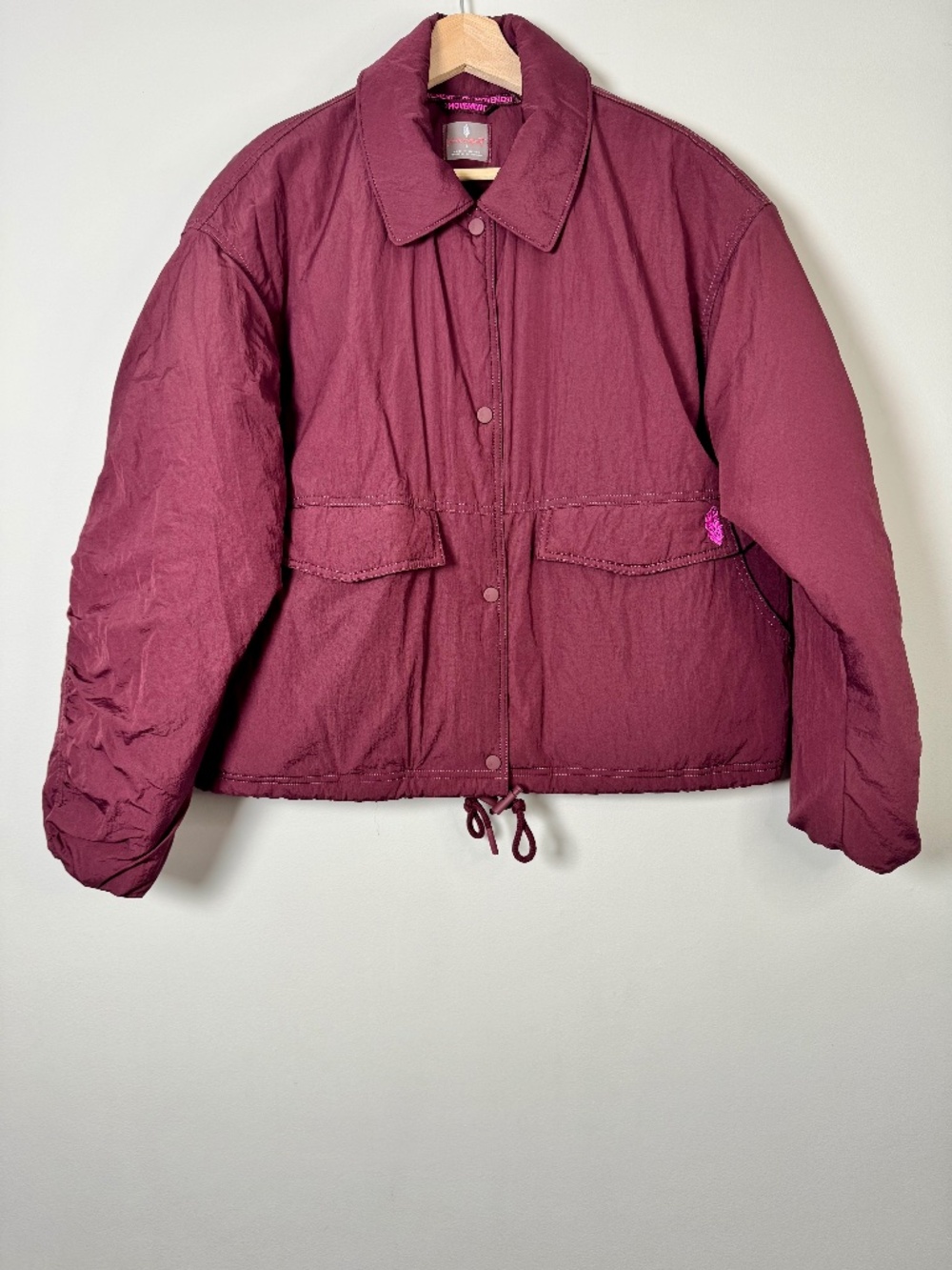 Free People Movement Off The Bleachers Maroon Puffer Jacket Sz Small